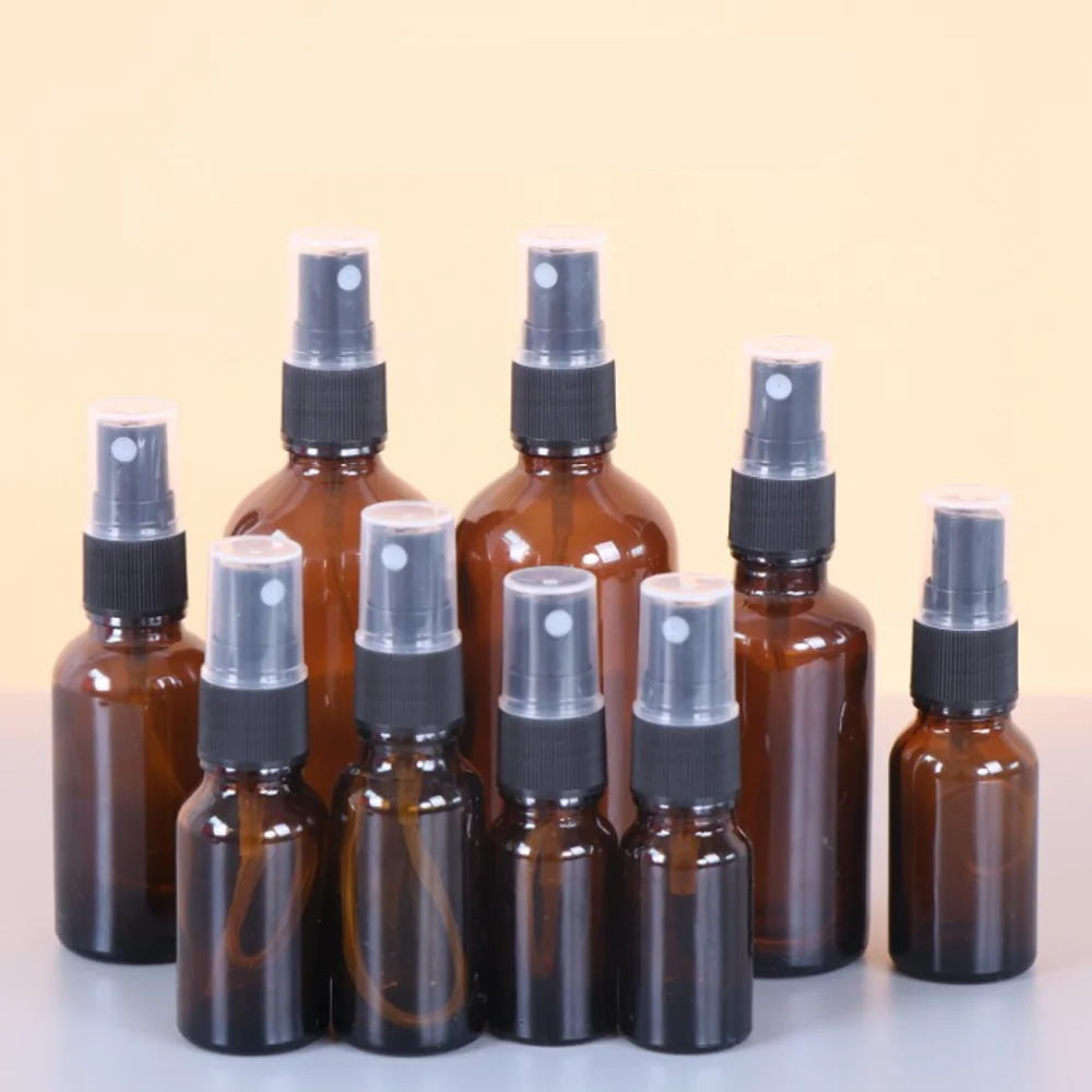 

5-100ml Mini Spray Bottle Beauty Empty Amber Glass Bottles Essential Oil Mist Spray Container Case Refillable Travel Bottle