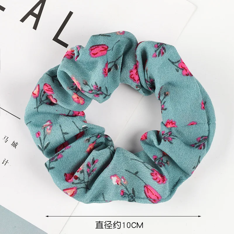 

Vintage Printed Pattern Hairs Rope Women Scrunchies Stamen Flower Polka Hair Ties Elastic Hairbands Ladies Hair Accessories