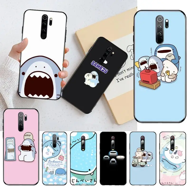 

CUTEWANAN Kawaii Samezu Shark Black TPU Soft Phone Case Cover for Redmi Note 8 8A 8T 7 6 6A 5 5A 4 4X 4A Go Pro