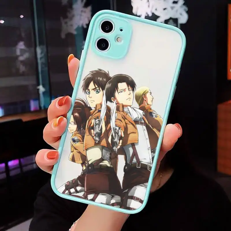 

Anime Japanese attack on Titan Phone Cases Matte Transparent for iPhone 7 8 11 12 s mini pro X XS XR MAX Plus cover funda