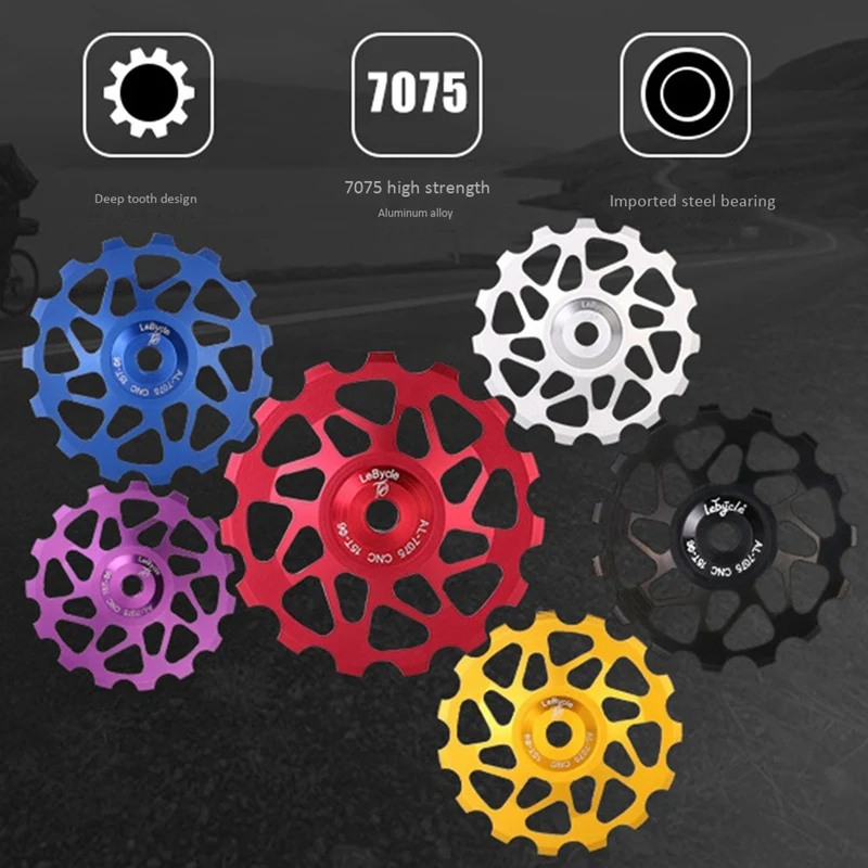 

Lebycle 15T 7075 MTB Bicycle Rear Derailleur Pulley Jockey Road Bike Guide Roller Tensioner Part Cycling Accessory