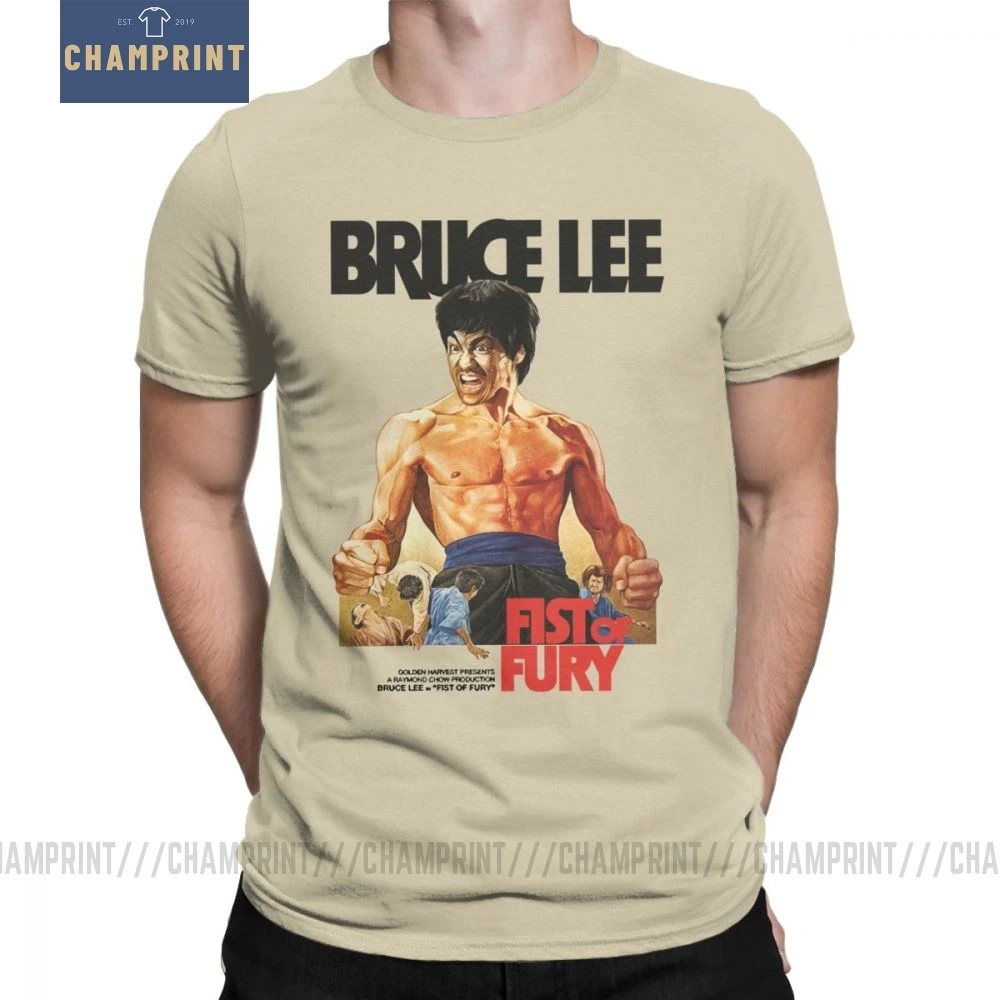 Мужская футболка Fist Of Fury Брюс Ли китайский хлопковый топ с коротким рукавом и