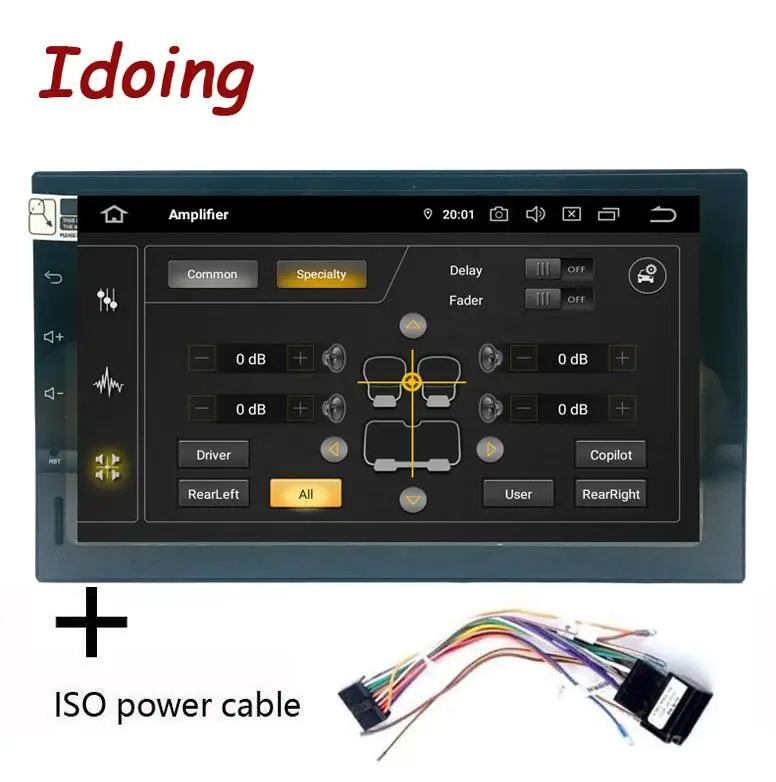 iso power cable Idoing 2Din Android 9,0 " PX5 4G+ 64G Восьмиядерный Универсальный Автомобильный gps DSP Радио мультимедийный плеер ips экран видео навигация - Цвет: iso power cable