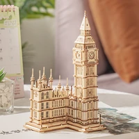 robotime diy 3d tower bridge big ben famous building wooden puzzle game assembly toy gift for children teen adult present a gift