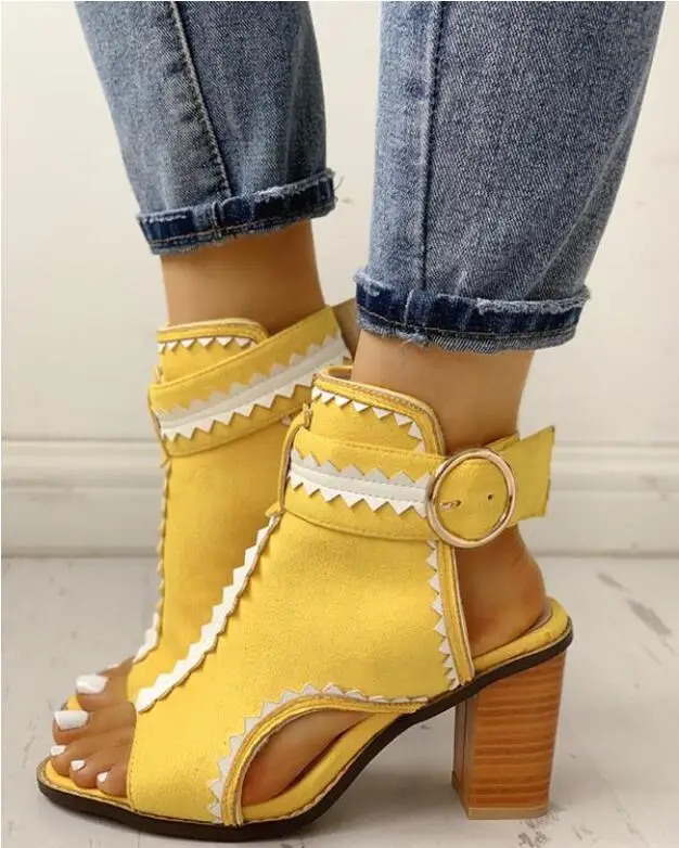 Новые женские сандалии на платформе квадратном каблуке женская обувь Сандалии с