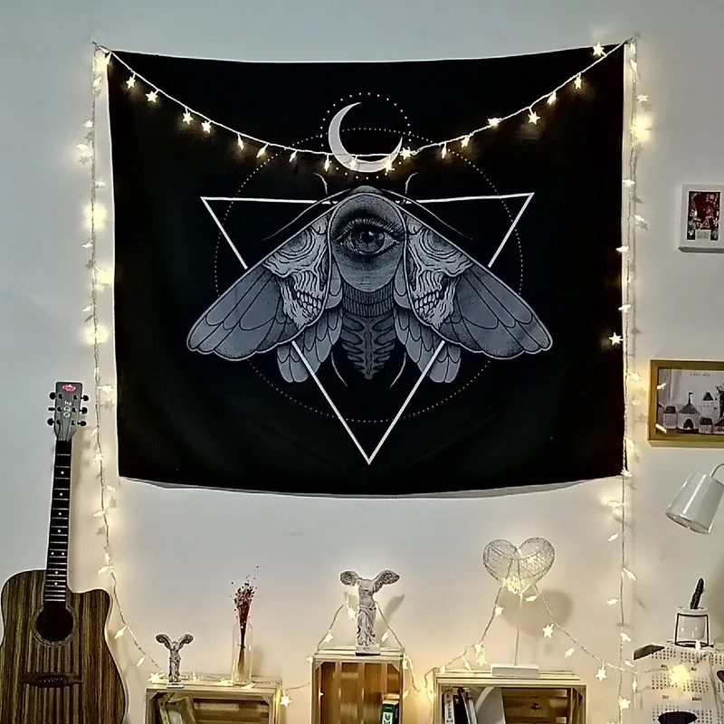

FFO Mysterious Cat Divination Black White Witchcraft Hanging Tapestry Tarot Art Blankets Hippie Skull Decor for Room Decor
