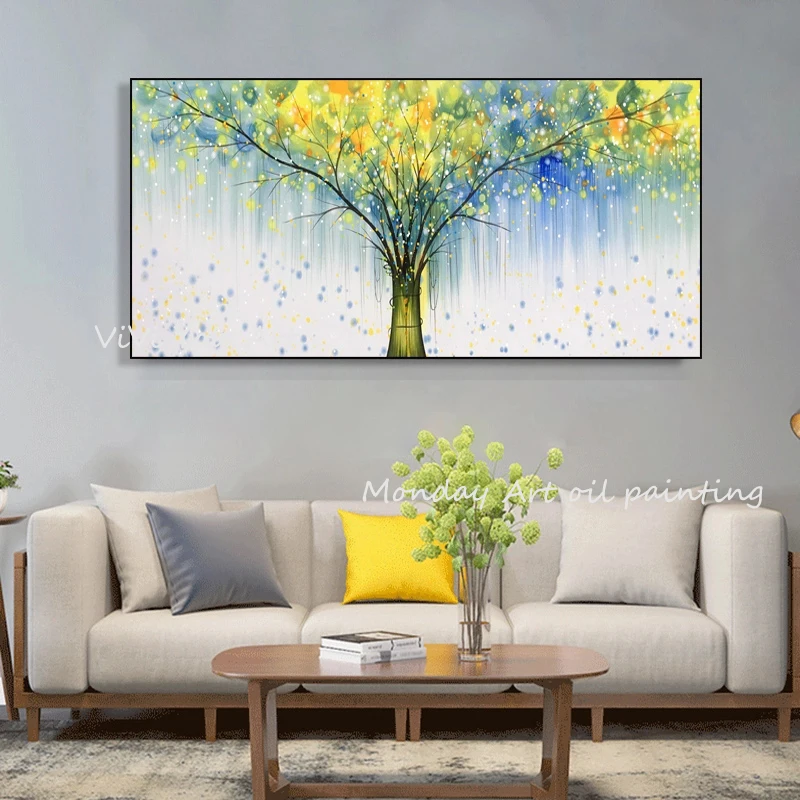 Canvas painting Home Decor hand painted oil Wall Art Picture gold Tree Scenery Landscape Painting for living room | Дом и сад