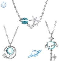 toucheart blue universe glass bead planets necklacespendants for women key necklace statement chain star necklaces sne190148
