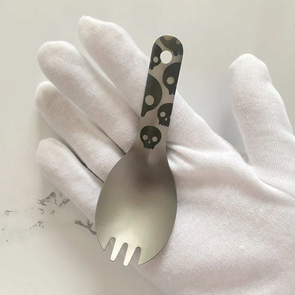 Персонализированная лазерная гравировка черепа портативная маленькая ложка из