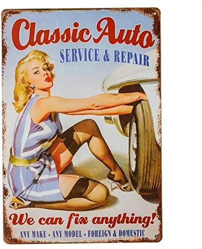 

Retro Poster Classic Auto Service and Repair Tin Means Metal Wall Sign Farm Home Garage Wall Decoration Metal Plate 12*8 Inches