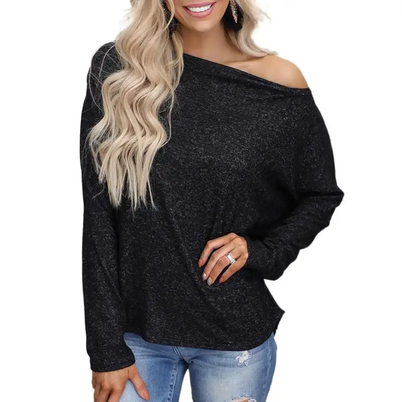 

2021 spring and summer new women's wear European and American solid color long sleeve loose casual top T-shirt Korean casual