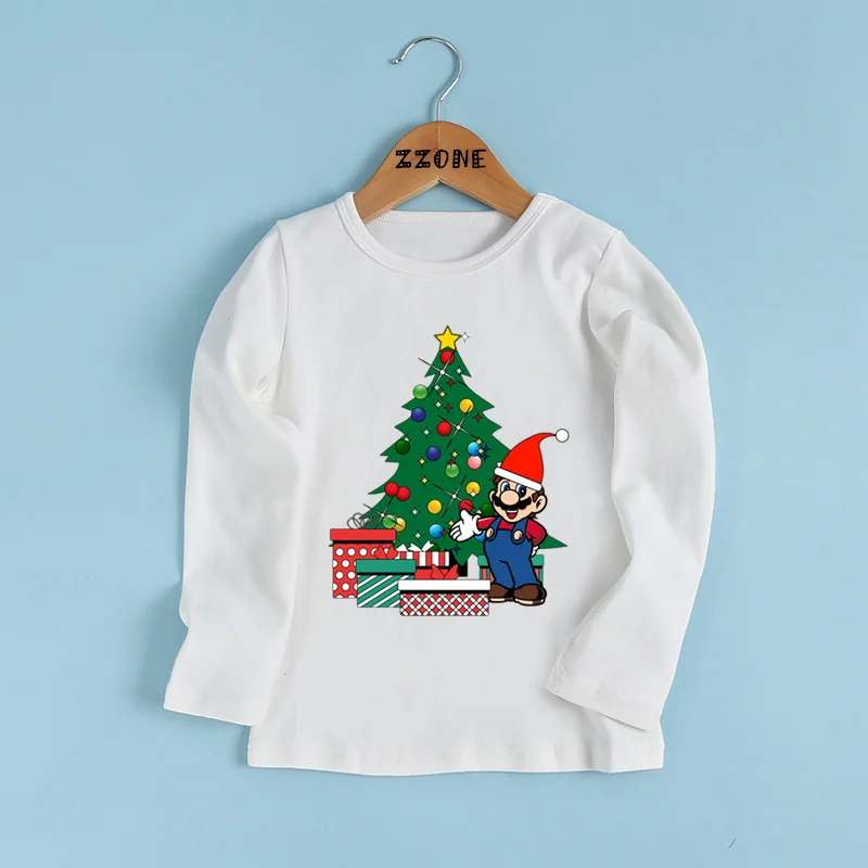 Футболка для мальчиков и девочек с изображением супер Марио/Луиджи вокруг