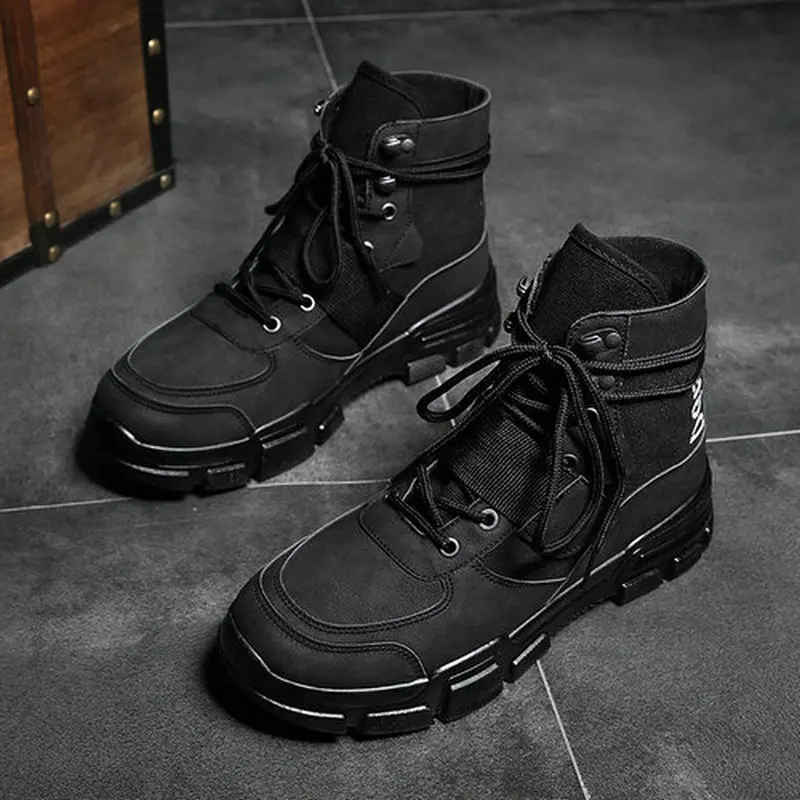 

Autumn short ankle Boots Men black High top Shoes Vintage Classic Male Casual work outdoors Military boots A54-51