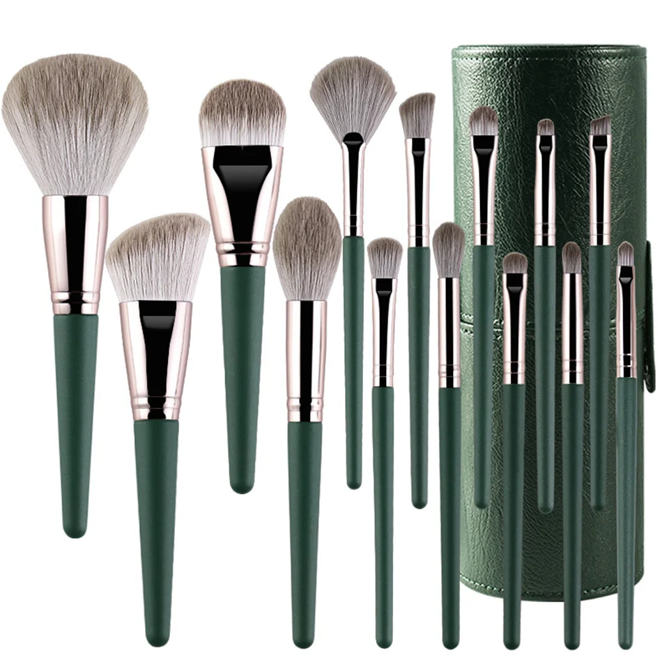

Professional synthetic cosmetic brush set, 14 piece set, advanced synthetic cosmetic brush, mixed color base powder, eye shadow
