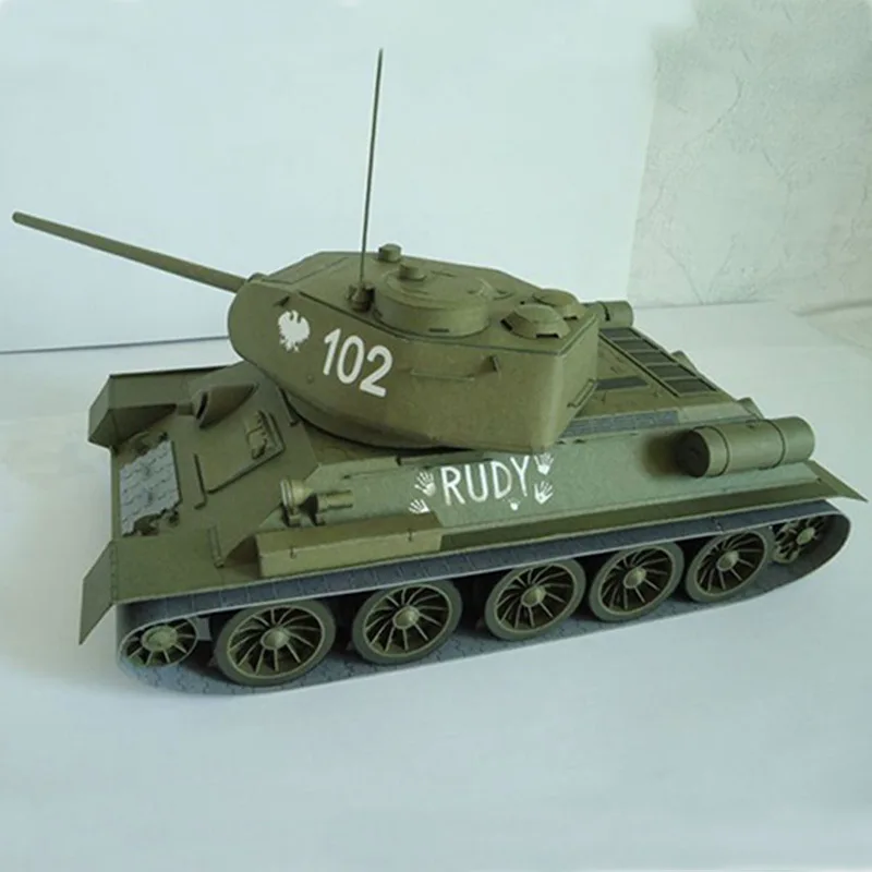 

1:25 Scale WW II Soviet T-34 Medium Tank Paper Model DIY 3D Paper Card Building Construction Educational Military Model Toys