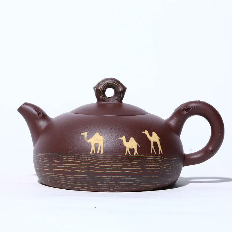 Yixing Famous Manual Desert Camel Dark-red Enameled Pottery Teapot Raw Ore Purple Ink For Imprinting Of Seals Hand Tea Set Suit | Дом и сад