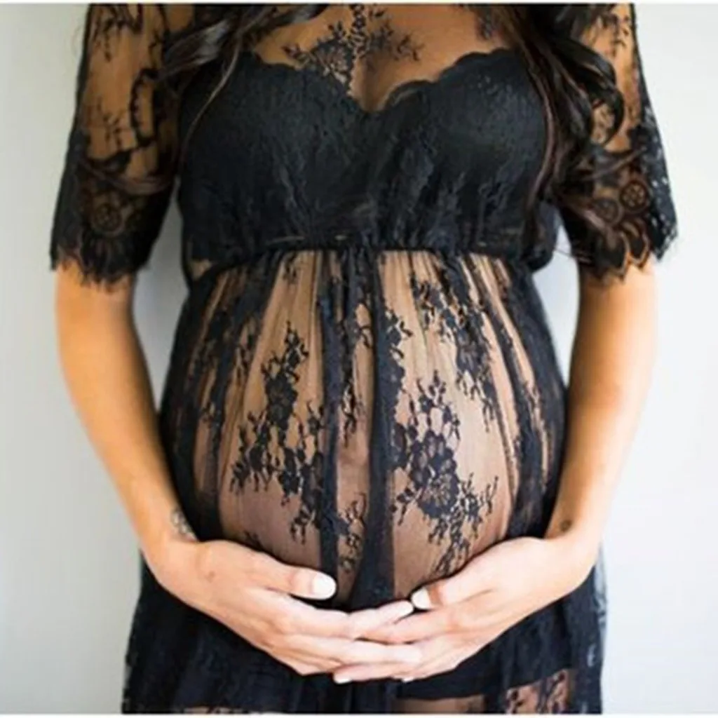 

LONSANT Maternity dresses Women Short Sleeve Lace Photography Fancy Dress fashion Daily Pregnancy Clothes Drop Shipping 2020 New