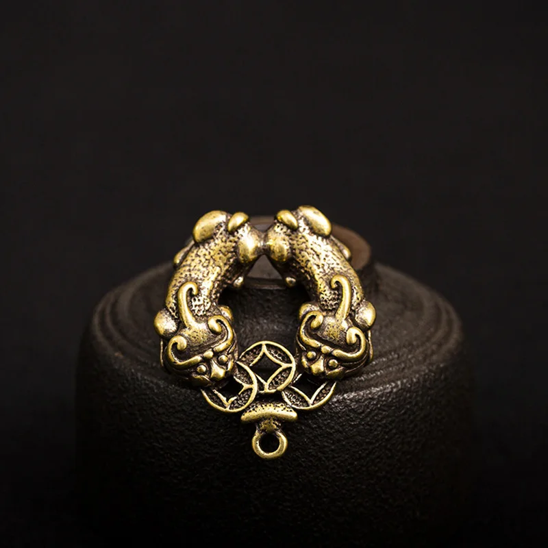 Ручная работа искусственные подвески винтажные латунные брелоки с животными Pi Xiu