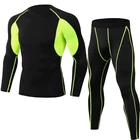 Мужские компрессионные комплекты для бега, футболка с длинным рукавом для тренажерного зала и фитнеса, быстросохнущие велосипедные леггинсы, брюки, мужской спортивный костюм для бега