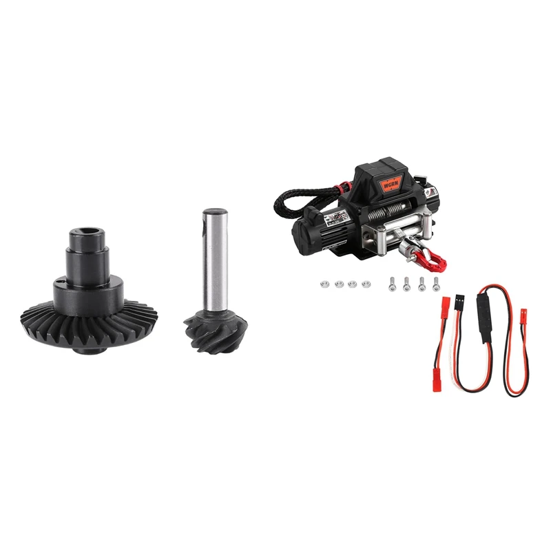 

2 Set RC Car Part: 1 Set Steel Helical Gear Set 8T 30T & 1 Set Automatic Simulated Winch with CH3 Control Line Panel