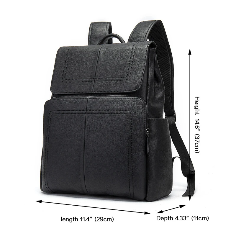 

Johnature Leisure Genuine Leather Men Laptop Backpack 2021 New Large Capacity Solid Color Cowhide Shoulder Bag Travel Backpack