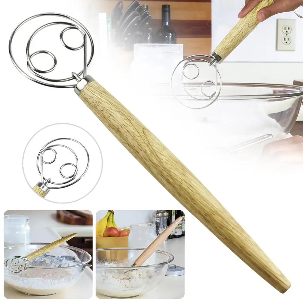 

Danish Dough Whisk - LARGE 13" Stainless Steel Dutch Style bread dough whisk for pastry pizza mixer hook, kitchen accessories