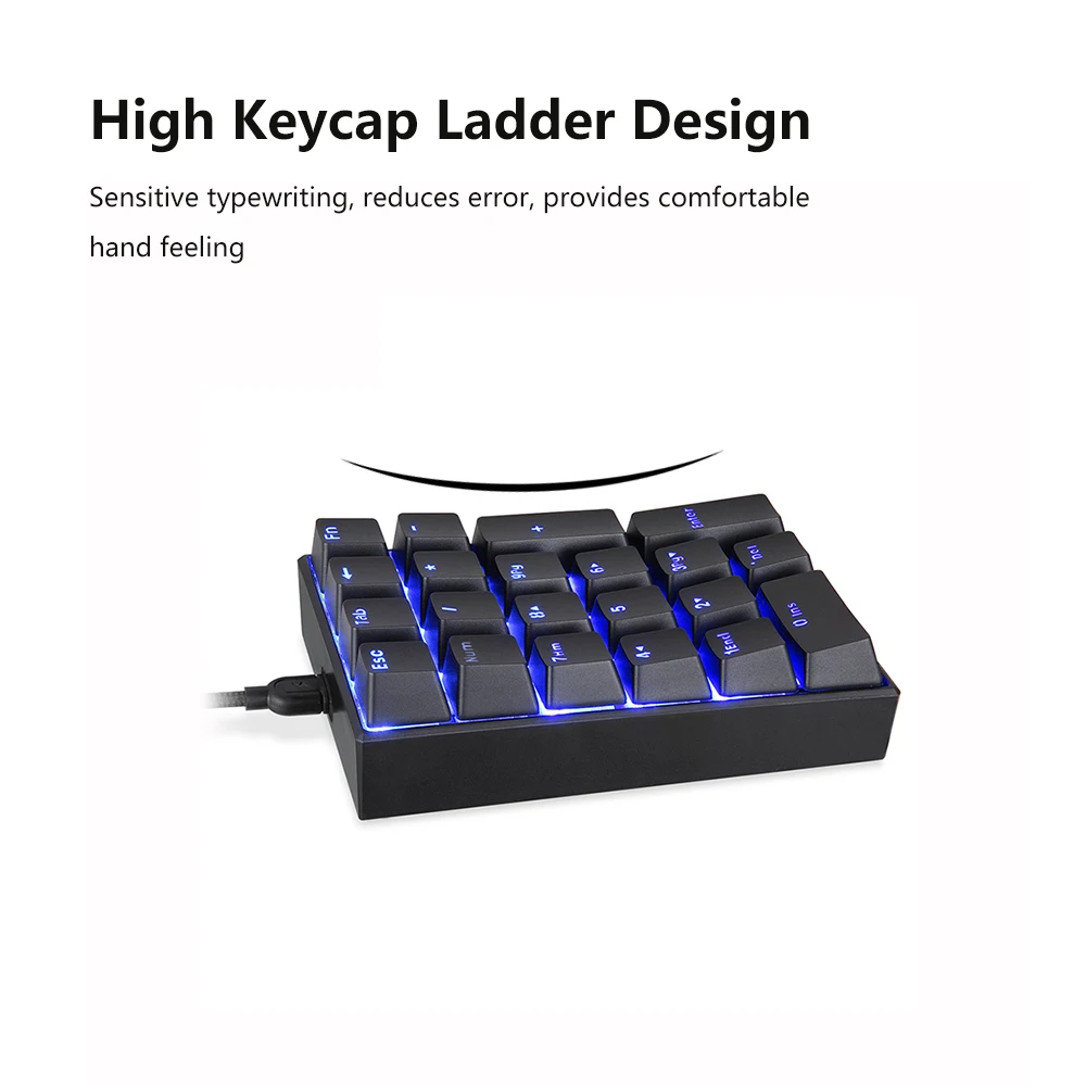 Motospeed K23 клавиатура USB Проводная цифровая механическая 21 клавиша Синяя подсветка