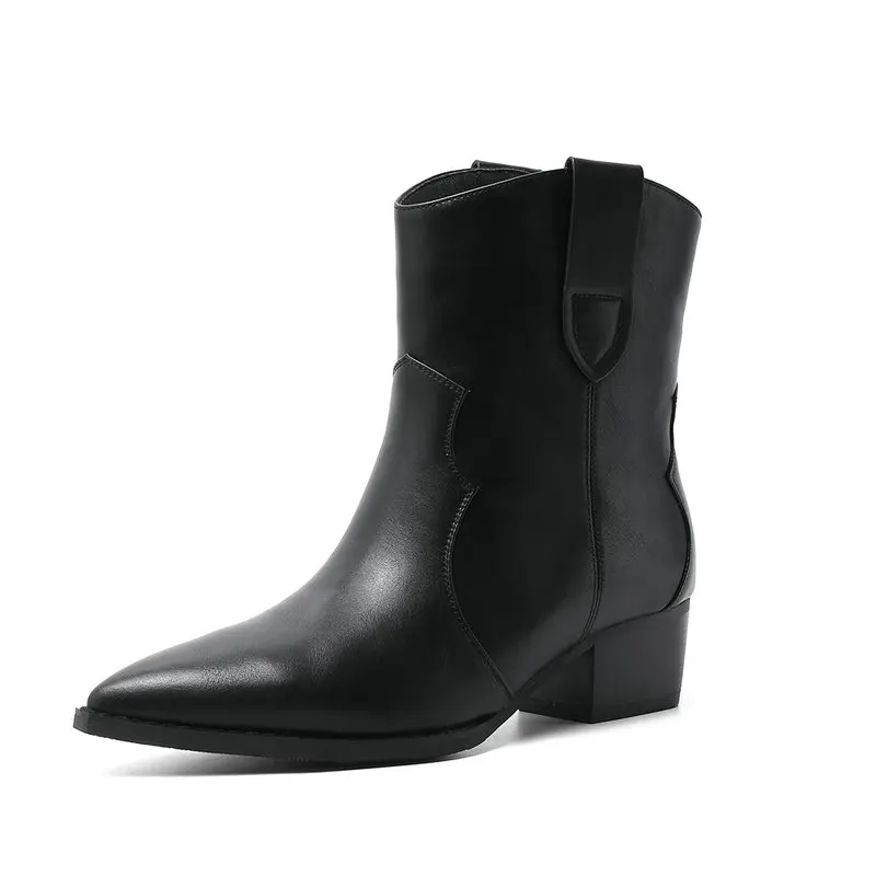 Натуральные кожаные ковбойские сапоги в западном стиле Сезон осень зима женские
