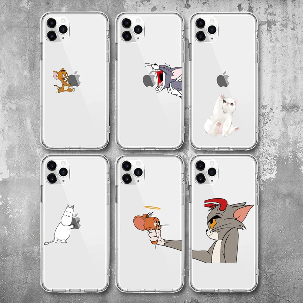 Забавный мультяшный чехол для телефона iphone X XS 11Pro Max XR милый кот Том чехол для iphone 8 7 6 6S Plus 5S SE мягкий силиконовый прозрачный чехол