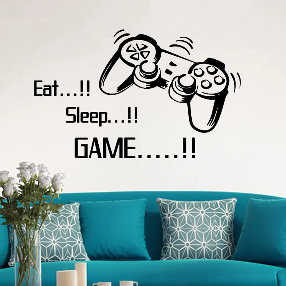 

KAKUDER“Eat Sleep Game”Art Wall sticker Boy Bedroom DIY Kids Room Decoration Mural Decals Home Decor adesivo de parede Drop Ship