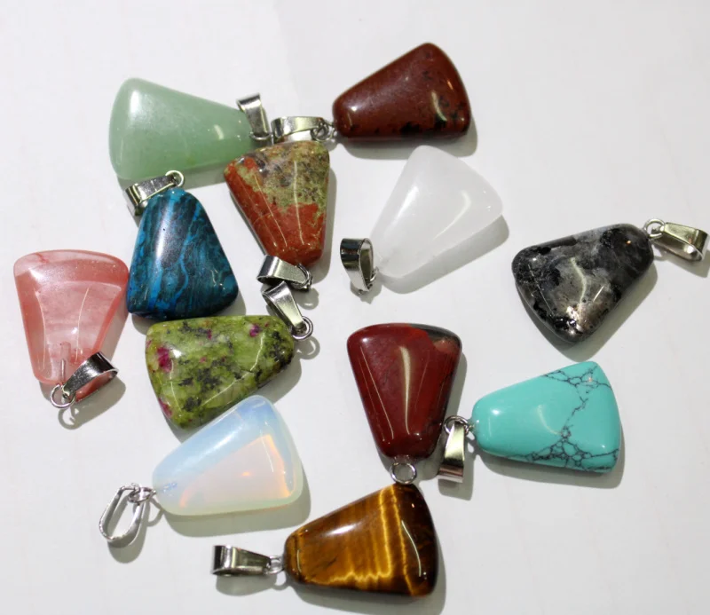 Оптовая продажа подвеска в форме трапеции из бирюзы и агата размером 17*25 мм