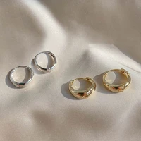 minimalist classic copper alloy smooth metal hoop earrings for woman fashion jewelry temperament girls daily wear earrings