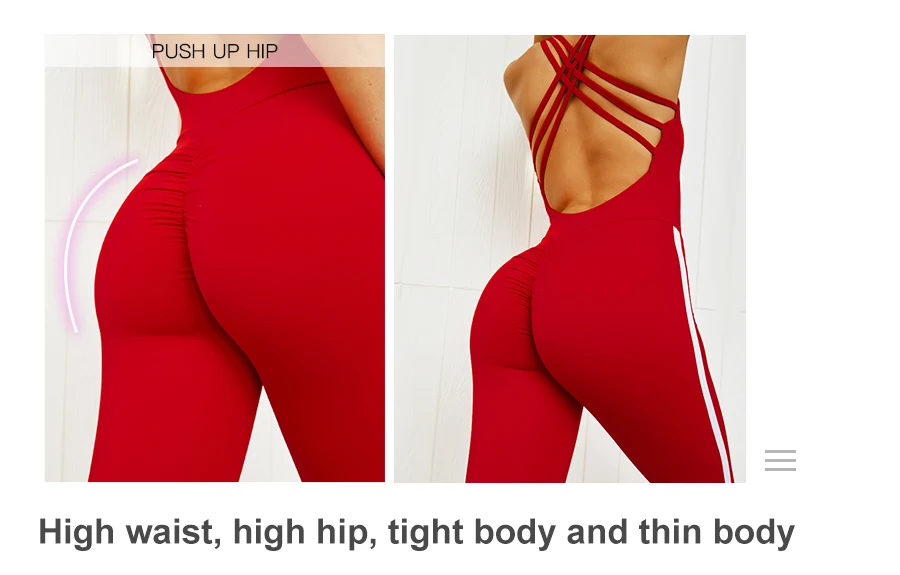 Women Sexy Sportwear Gym Clothing Set Yoga Fitness Jumpsuit Hip Sports Jumpsuit Dance Pants Female Clothes for Workout
