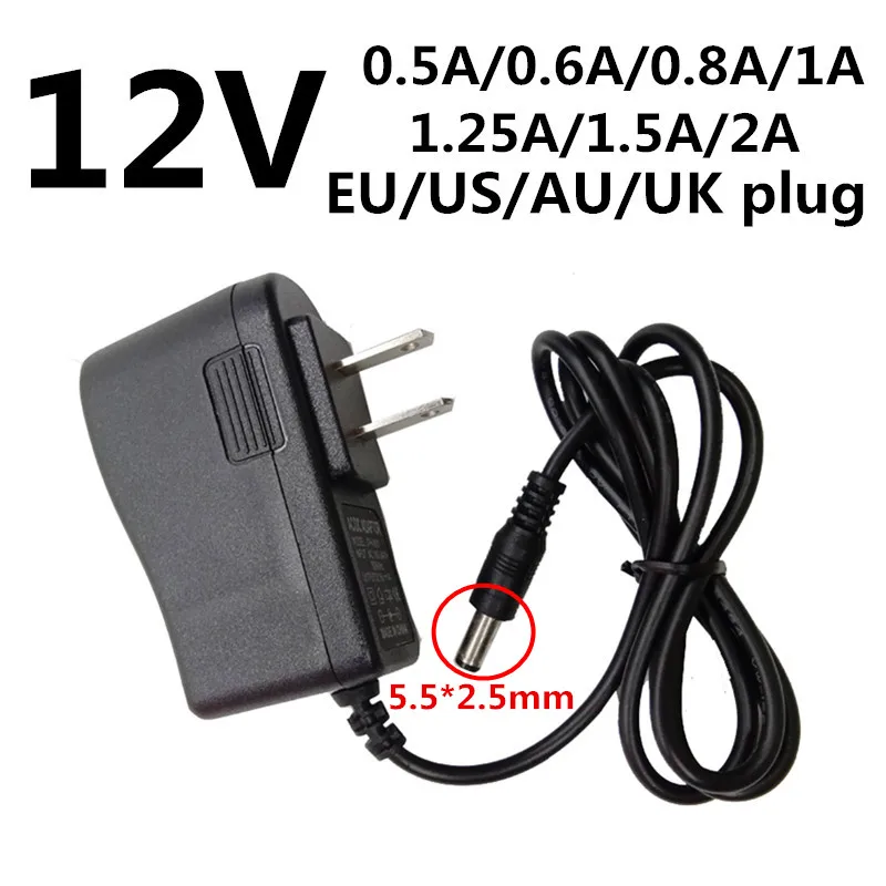 12V адаптер питания DC 12V 0.5A 0.6A 0.8A 1A 1.25A 1.5A 2A адаптер DC 12V Volt DC Swiching EU 220V To 12V светодиодная лента