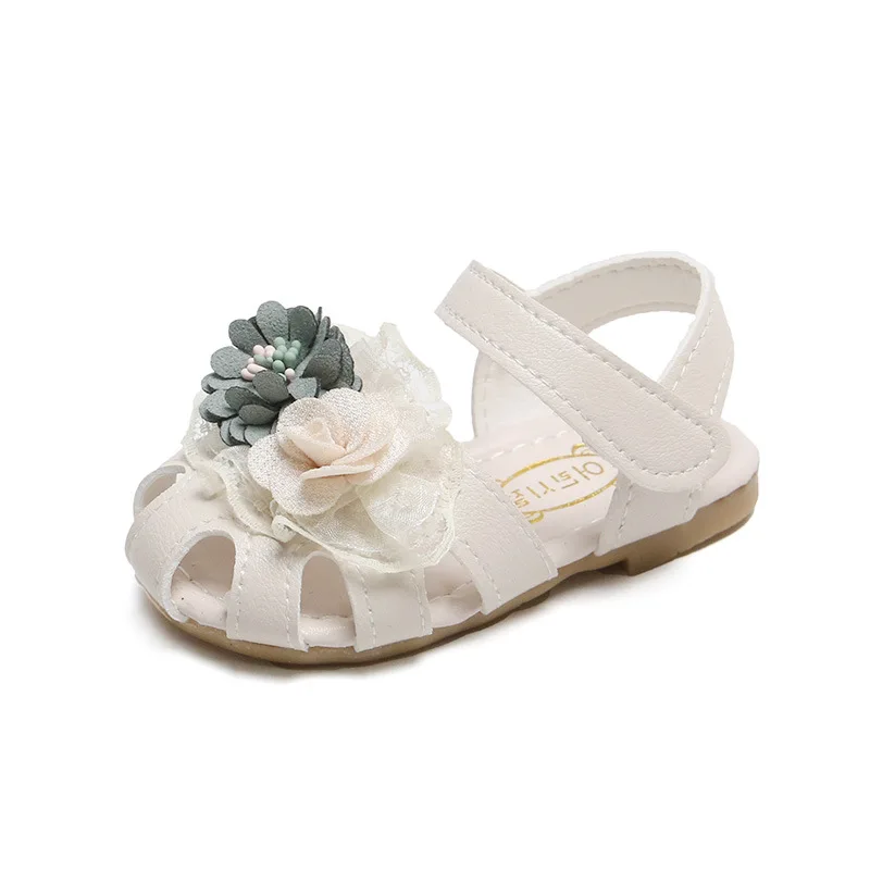 Босоножки с цветами для маленьких девочек обувь малышей детская на весну/лето