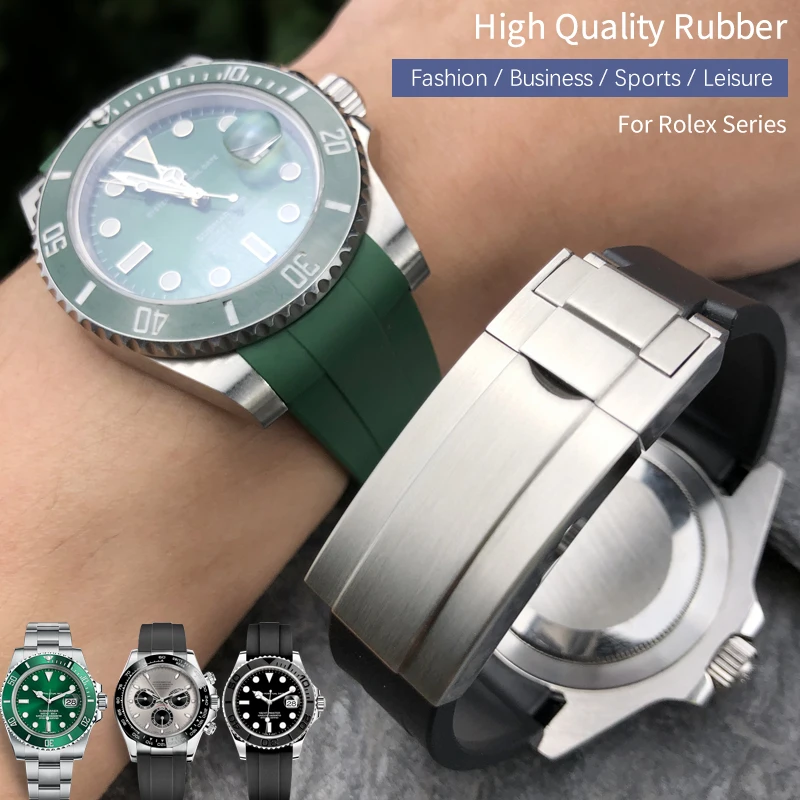 19mm 21mm 20mm 22mm High Quality Watch Band for Rolex Daytona Submariner Oysterflex GMT Explorer Watchband Rubber Silicone Strap