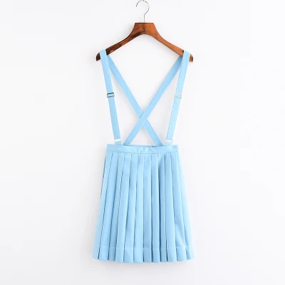 blue Женская JK Sailor форма для средней школы Студенческая девушка выпускник в стиле Харадзюку стиль крест защита для колена плиссированная Высокая талия трапециевидная юбка - Цвет: blue