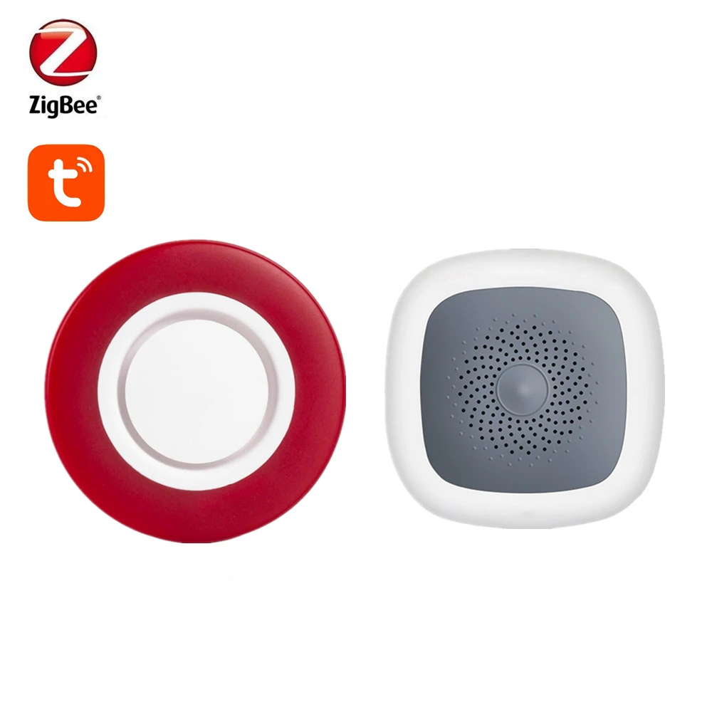 Tuya Zigbee Smart Strobe Flash Siren Alarm and Temperature And Humidity Sensor Working with SmartThings and Tuya Zigbee Gateway