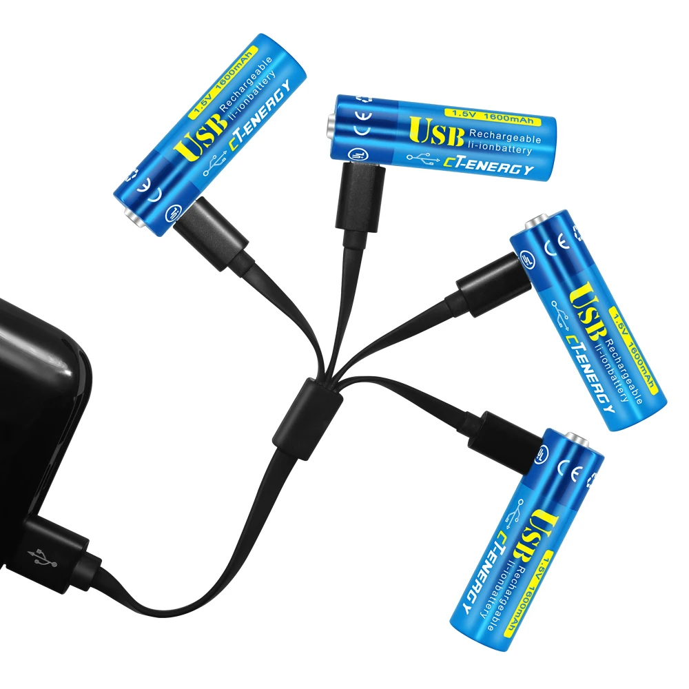 CT ENERGY AA 1 5 V 1600mAh аккумулятор 4 шт USB быстрая зарядка перезаряжаемый