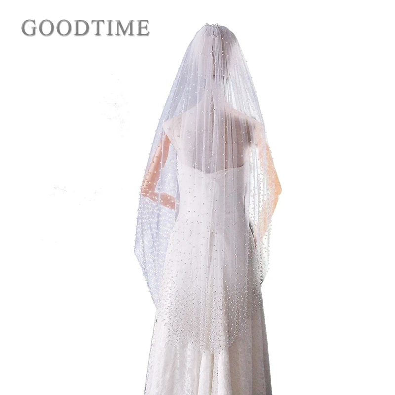 

Fashion Pearl Veil For Bride Wedding Accessories Gauze Veil With Combs Wedding Beaded Fine Mesh Veil For Party Dress