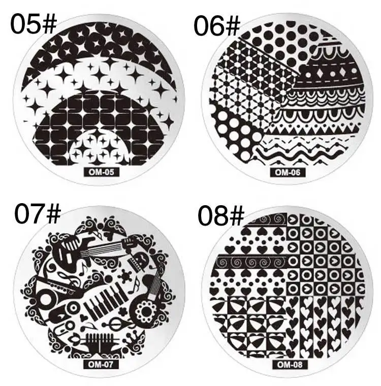 Набор штампов для дизайна ногтей круглый набор из нержавеющей стали