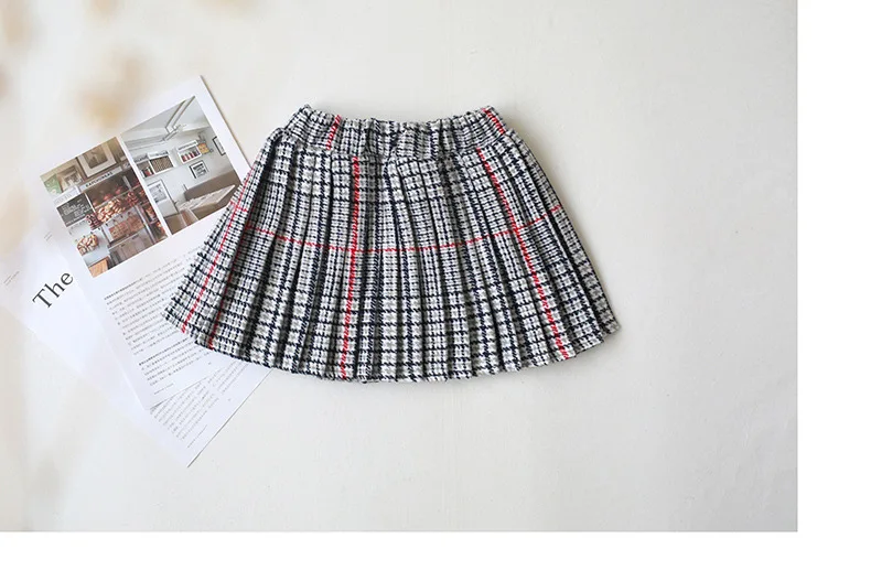 Blue red plaid Новые модные милые юбки для девочек; плиссированные стильные юбки принцессы для маленьких девочек; вечерние юбки в клетку для школы - Цвет: Blue red plaid