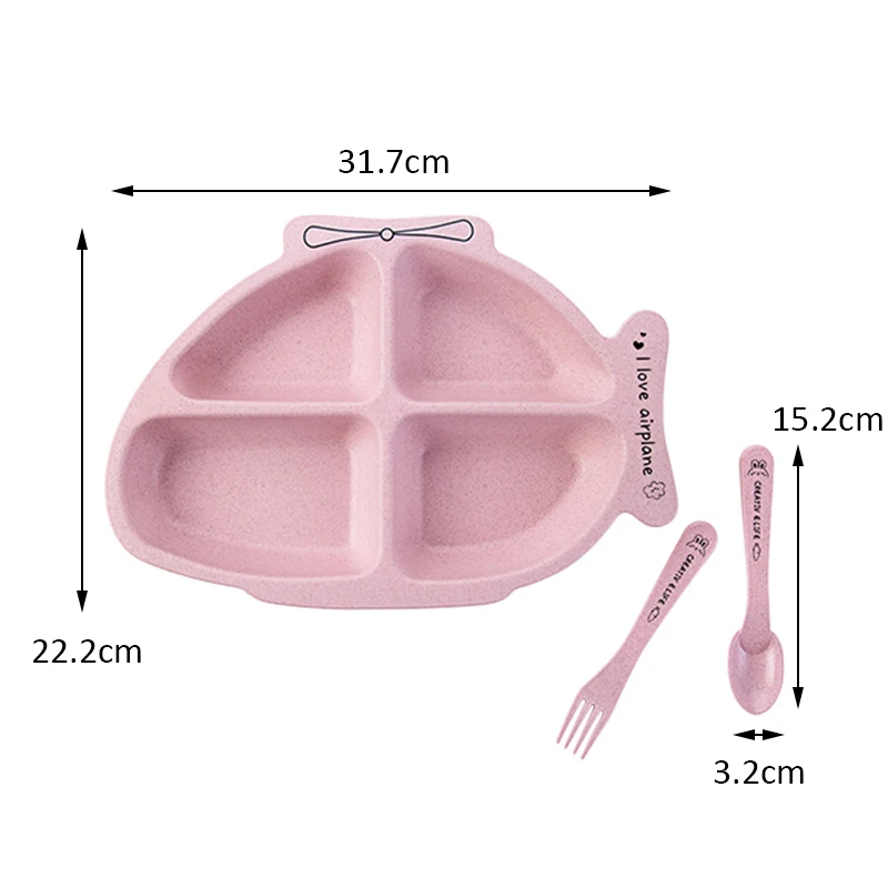 Набор детской посуды в форме кролика и самолета тарелки для еды с вилкой