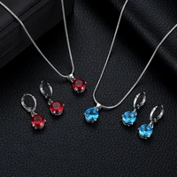 new fot fashion temperament jewelry necklace two piece round multicolor crystal pendant set accessories wholesale