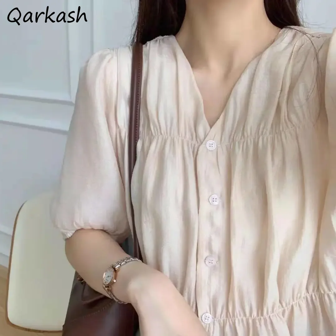 

Shirts Women Solid Temperament Stylish Summer Elegant Single Breasted Female Basic Chic Popular All-match Retro Chiffon Clothing
