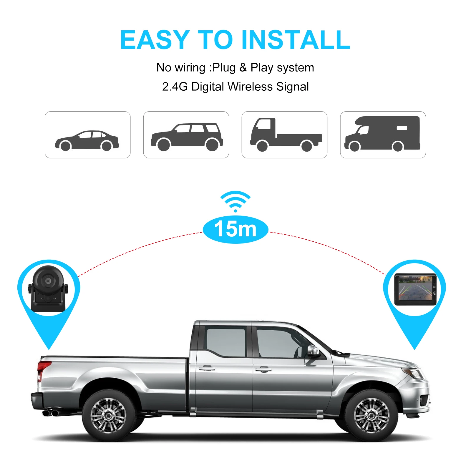 $110.01 MHCABSR WiFi Wireless Reversing Camera with 3.5 Inch LCD ahd Monitor IP68 Waterproof Car Rear View Camera Kit for Car Truck