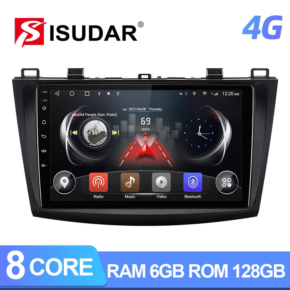 Автомобильный радиоприемник ISUDAR T72 QLED Android 10 для Mazda 3 2010 2011 2012 2013 GPS мультимедийный