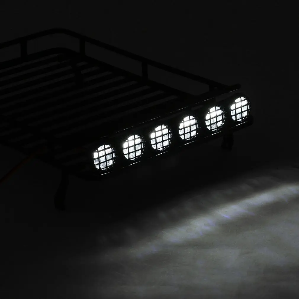 _ Металлический багажник на крышу с 6 светодиодами для RC 1/10 4WD автомобильный