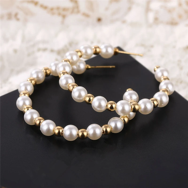 

Elegant Wedding Jewelry Pearl Earrings for Women Fashion Big Geometric Round Star Dangle Earrings 2020 Female Statement Earrings