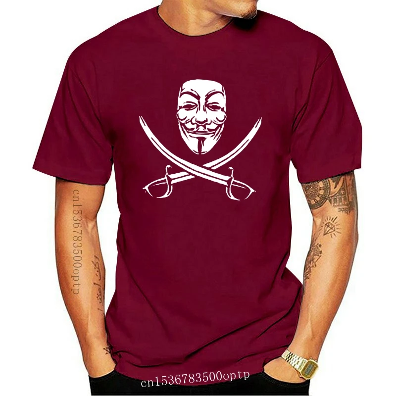 

Модная мужская футболка, бесплатная доставка, футболка Гая Фокса, маска, анонимная Пиратская мелочь, майка V для Вендетта, косплей, хакер, фут...